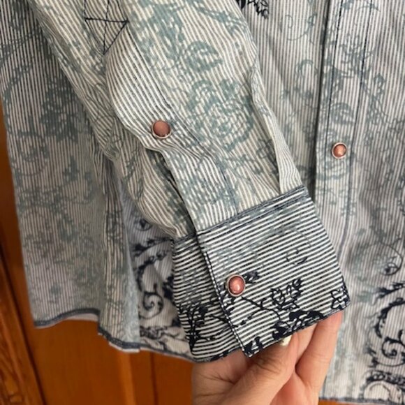 Johnston & Murphy Western Style Snap Button Slim Fit Shirt Woman's Size Large - Picture 5 of 8
